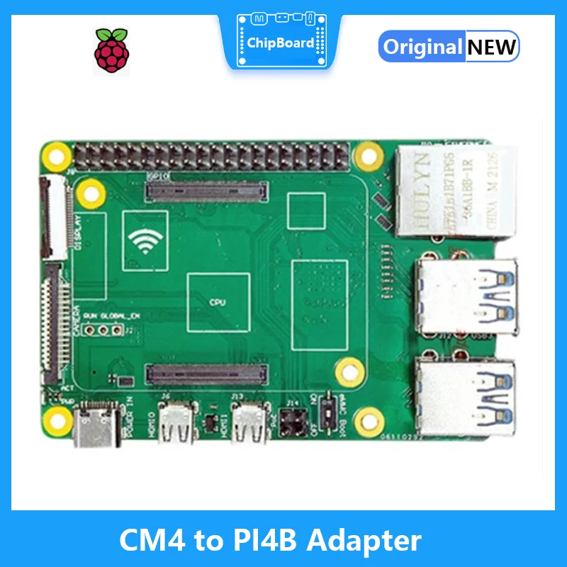 

Raspberry Pi CM4 to PI4B Adapter eMMC Boot 4 x USB 3.0 TF Slot Gigabit Ethernet DIS CSI WiFI Bluetooth-compatible Board