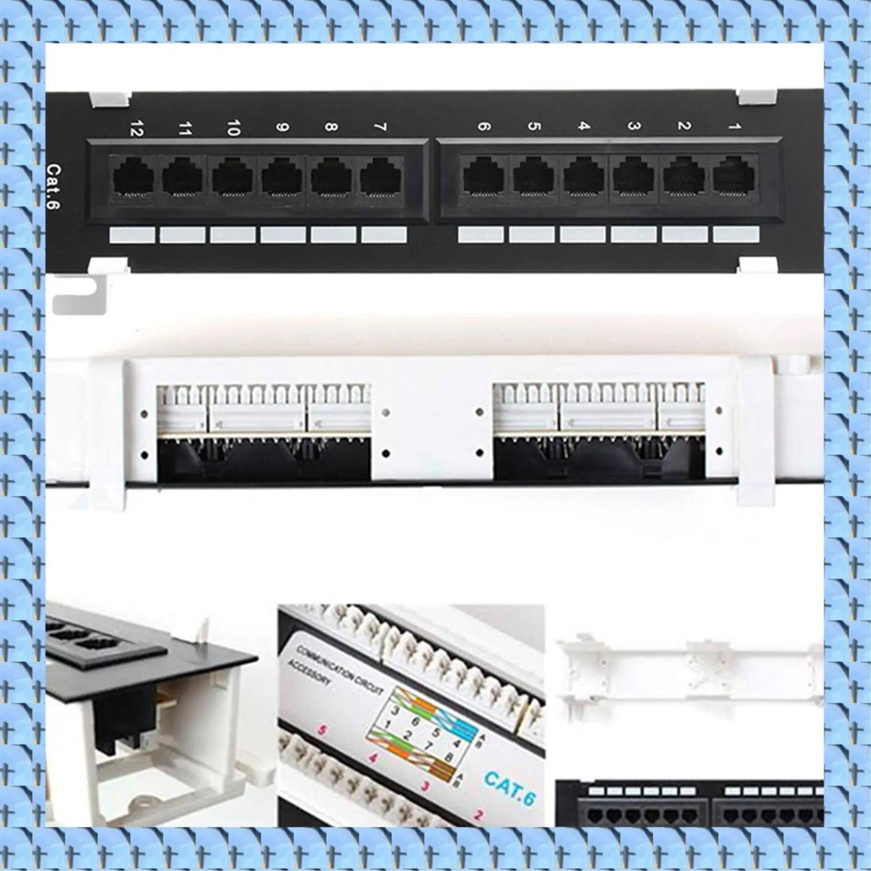 

NOCM 2X Комплект сетевых инструментов 12-портовая патч-панель CAT6 Сетевая стойка для настенного монтажа RJ45 с кронштейном для поверхностного настенного монтажа