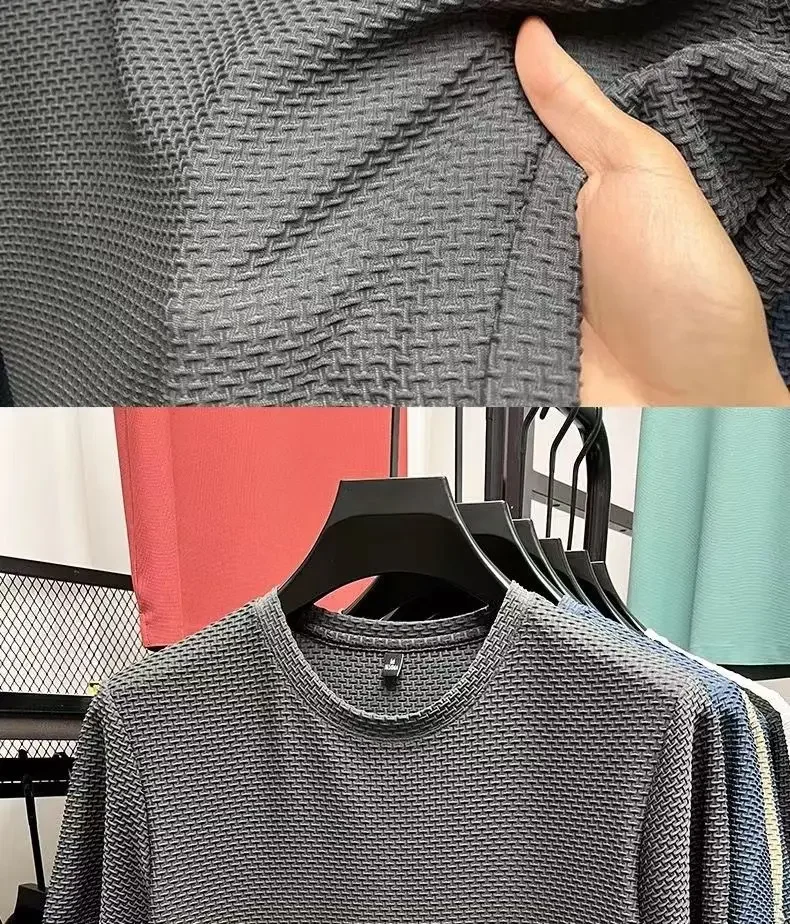 Herren High-End Eisseide Mesh T-Shirt Sommer Kurzarm Rundhals T-Shirt Mann Halbarm Dünnes Einfarbiges Sport-Oberteil – Detail 17