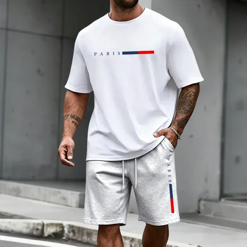 2026 Summer Paris Fashion T-shirt Outfit Home Outdoor Daily Casual Sportswear Men's Tracksuit Short Sleeve Top and Sports Shorts