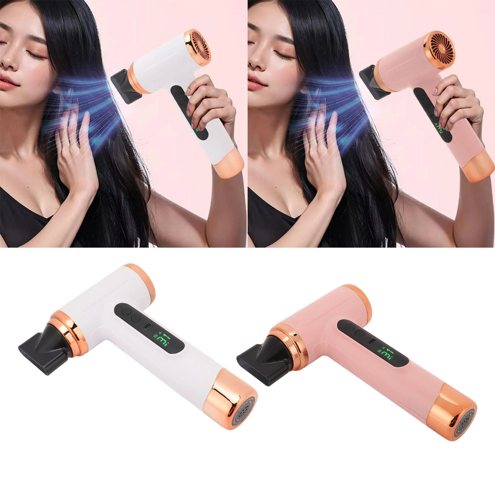 200W Hair Dryer Cordless Portable USB Rechargeable Hair Dryer  Cold Hot Wind 15600mAh Battery Hair Dryer with USB Charging