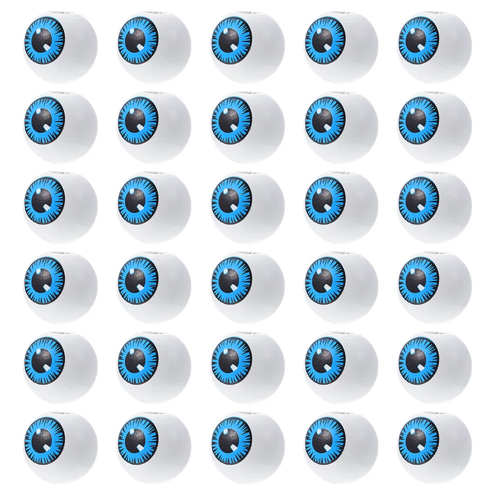 

50pcs Wooden Eyeball Beads Craft Holes for Bracelets Making Jewelry Garland Decorations Round Wood Beads Projects
