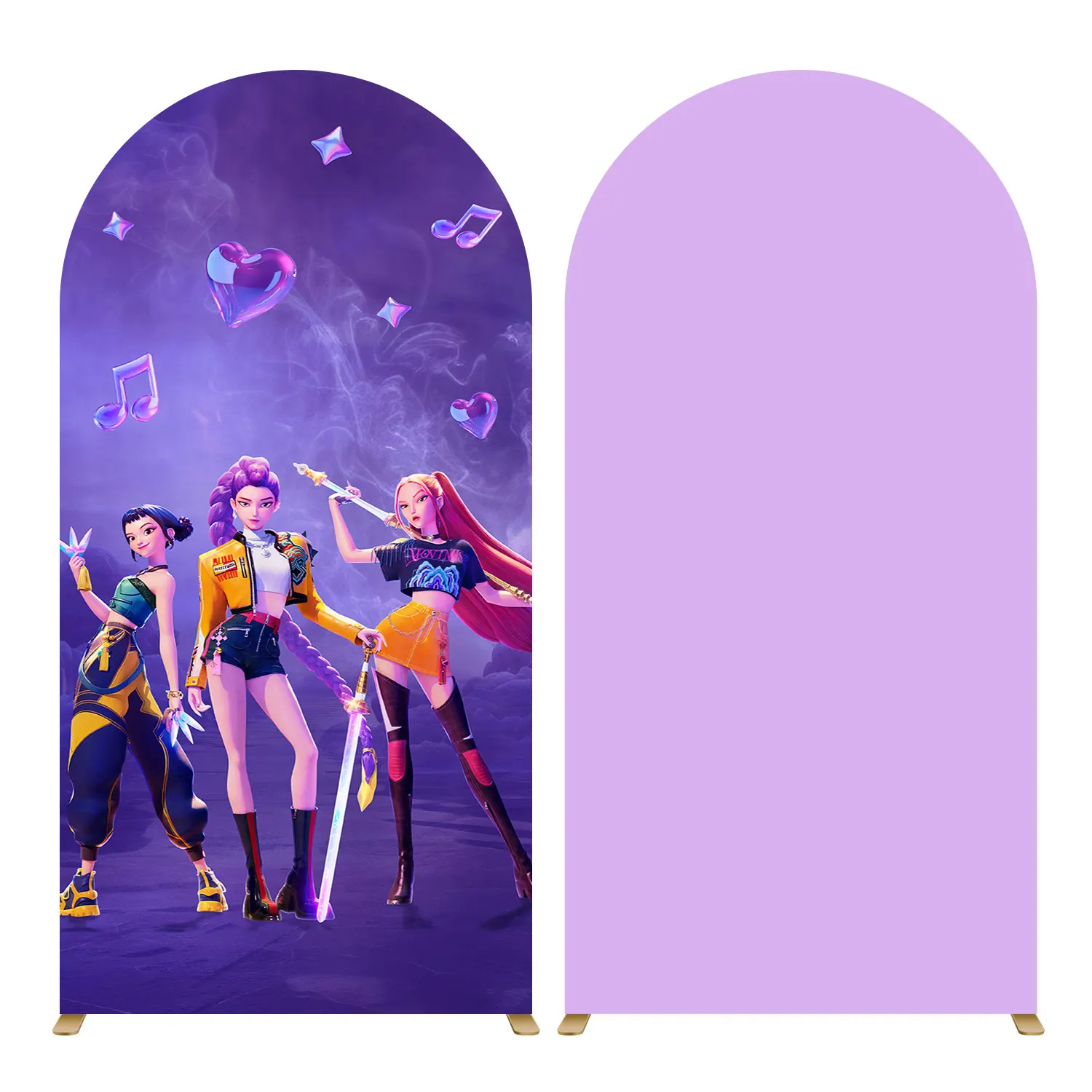 Toile de fond de carnaval K-pop Double face, décor de réunion de fan idole de 6,6 pieds, arrière-plan de stand Photo de fête musicale pour thèmes d'anniversaire/chasseur