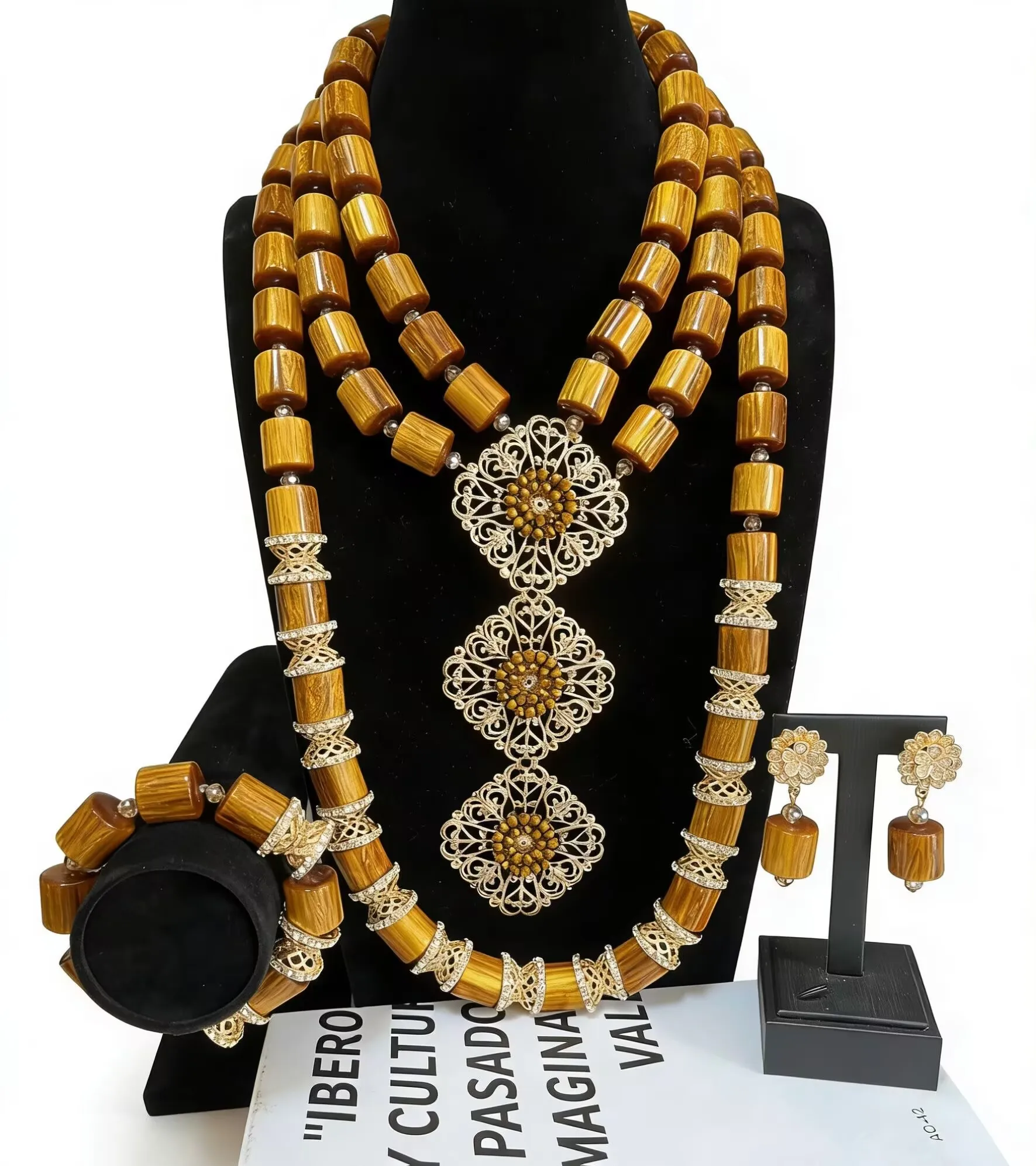 

Африканское многослойное длинное ожерелье с бусинами для чернокожих женщин, винтажное украшение в этническом стиле для свадьбы, выпускного или вечеринки