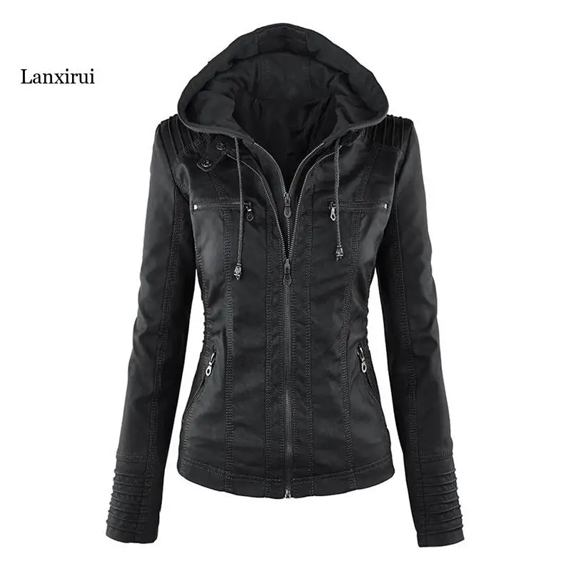 

New Women Autumn Winter Faux Leather Jackets Coats women Black PU Motorcycle leather clothes for women jacket