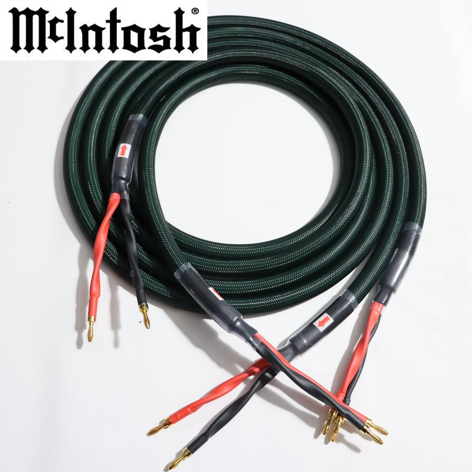 1 pair Mcintosh audiophile Speaker Cable Mix Silver OFC Copper line HiFi amplifier Loudspeaker Wire with banana spades plug