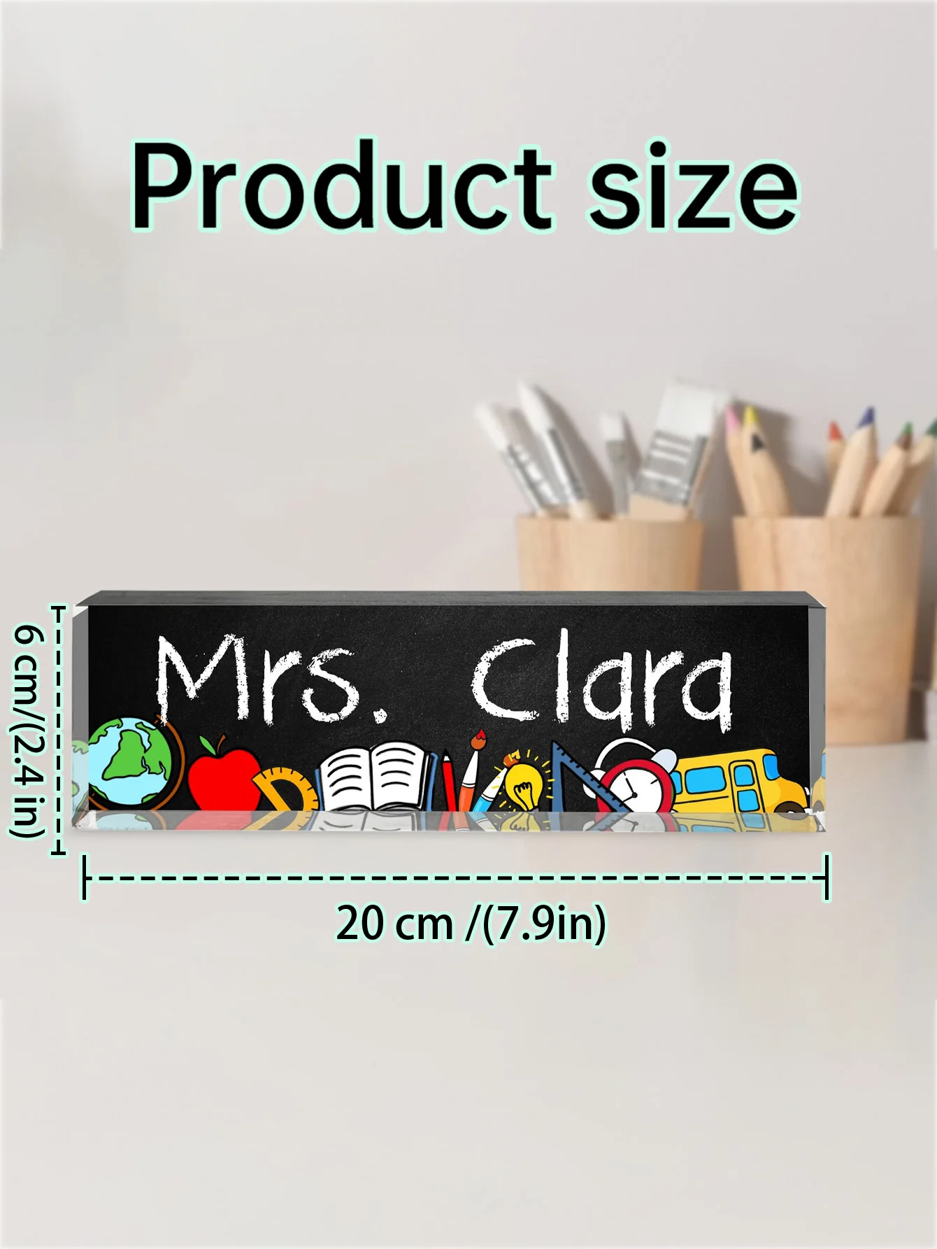 Personalized Teacher Desk Name Plate, Custom Name Acrylic Desk Sign, Customizable Name Text in Chalk Handwriting Style,