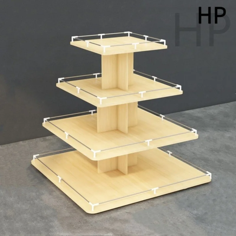 Wooden display cabinets, supermarket snack racks, stack display racks, product product maternity and baby store round storage