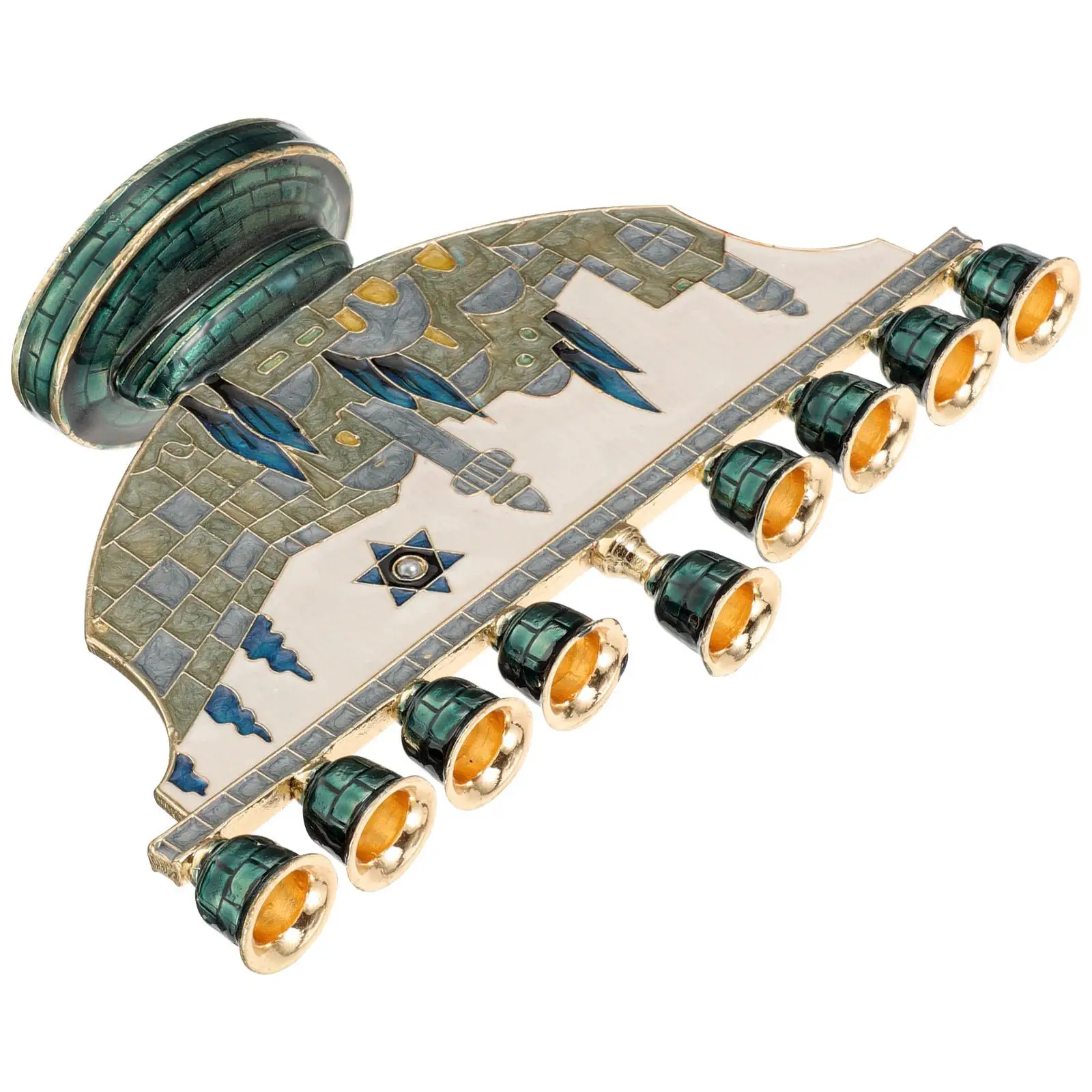 

9 Head Candelabra Holder Vintage Menorah Hanukkah LED Electronic Candles Stand Display Table Centerpiece