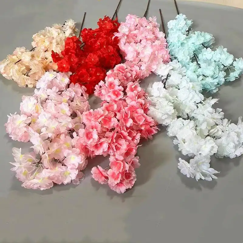 New Artificial Cherry Blossom Pink White Cherry Tree Silk Flower Spring Cherry DIY Bonsai Arch Wedding Props Home Decoration