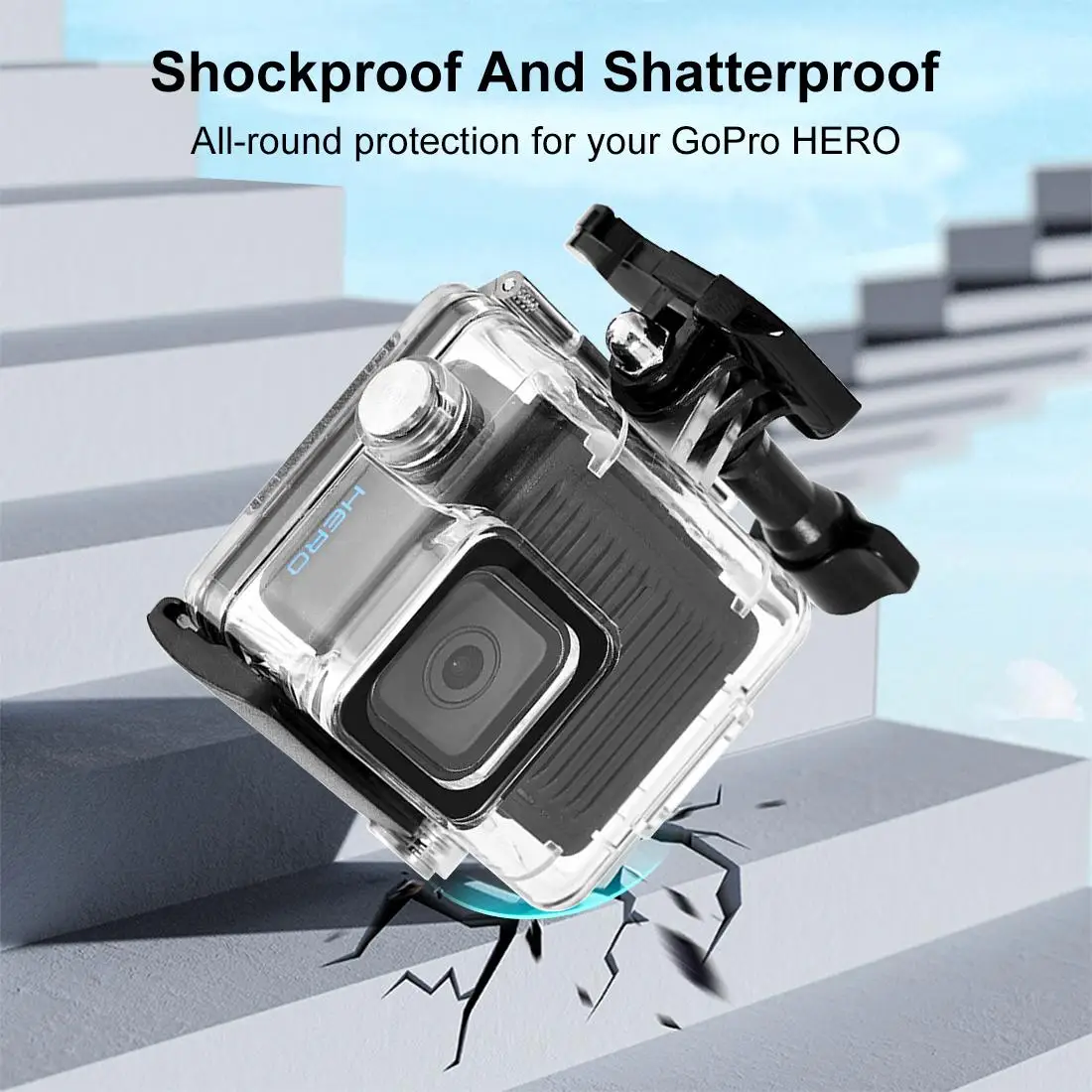 PULUZ 60m / 196ft Wodoodporna obudowa ochronna z klamrą Podstawowe mocowanie i śruba do GoPro HERO 4K 2024 Pokrowiec do nurkowania — zdjęcie produktu 6