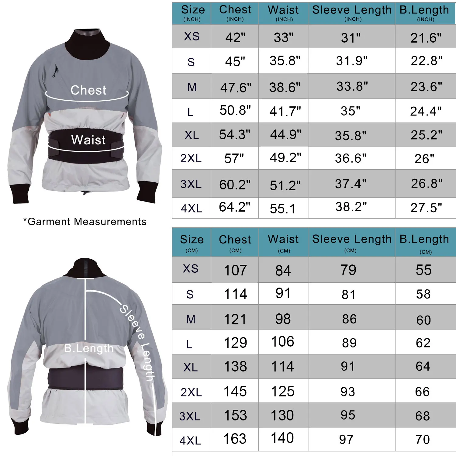Men Kayak Jacket Breathable Women Waterproof Dry Suit Cags Top Clothing for Paddling Boating Rafting Sailing Canoeing Fishing & Sups