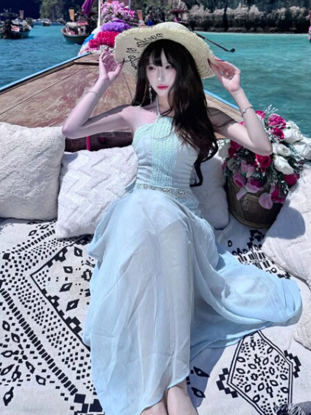 

Gentle Wind Beautiful Halter Neck Half Skirt Two Piece Set Summer Fashion Women's Clothing Soft Style Casual Pure Color