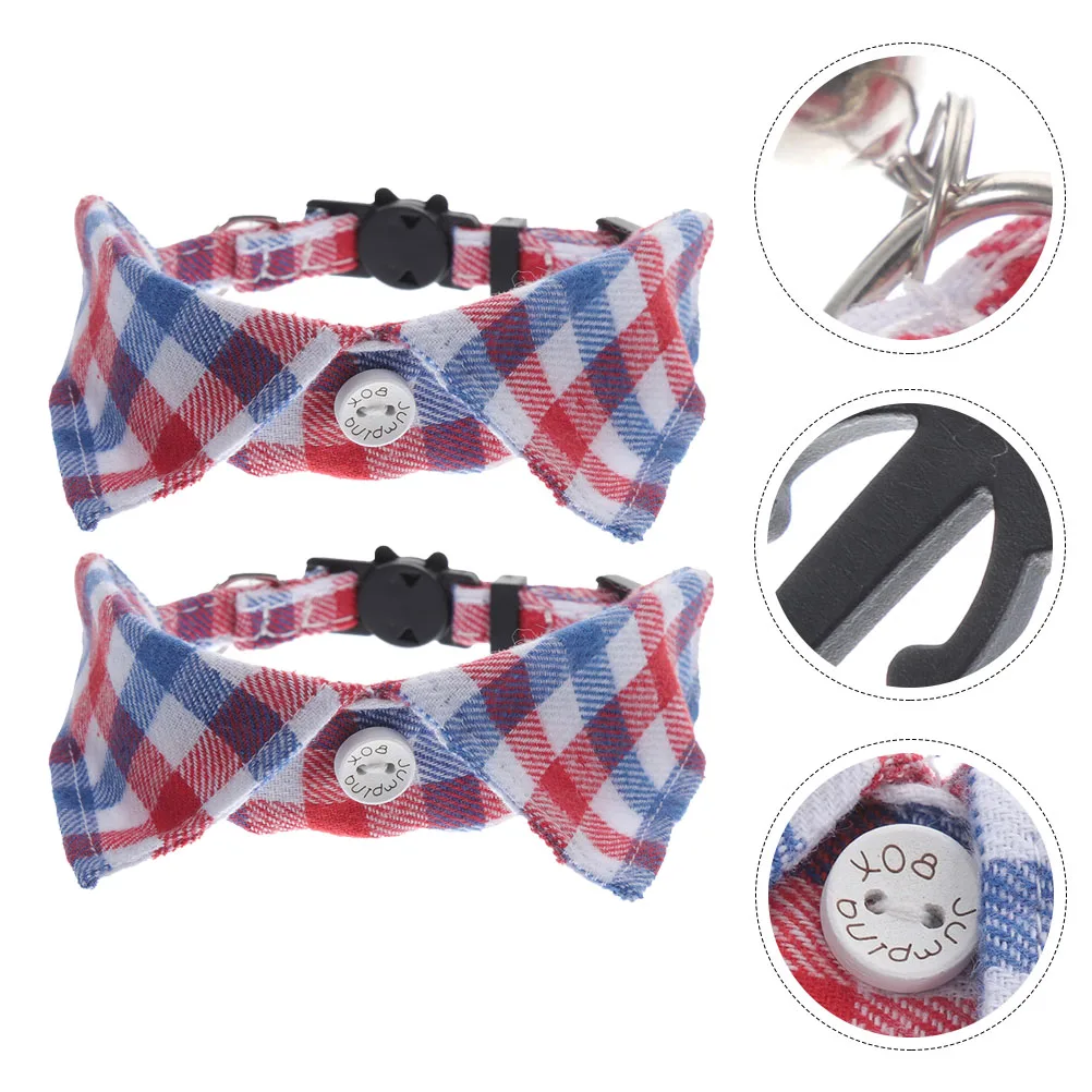 

2 Pcs Pet Supplies Bow Tie Bell Cat Collar Kitten Collars Adjustable Cloth Fancy Small with
