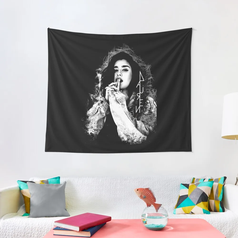 Lauren Jauregui black and white logo Tapestry Room Decor Korean Style Kawaii Room Decor Tapestry