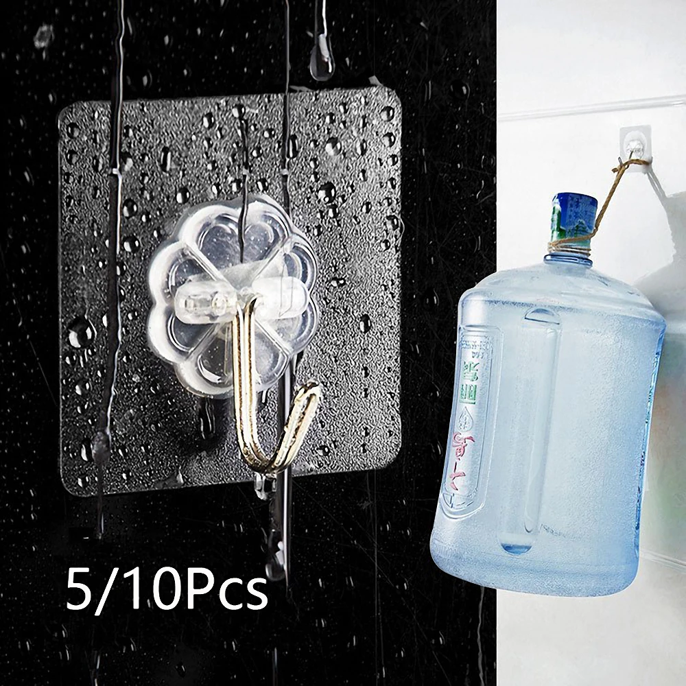 

5/10PCs Strong Suction Transparent Wall Hangers Sundries Towel Mop Bag Storage Hooks Sucker Kitchen Bathroom Door Organizer