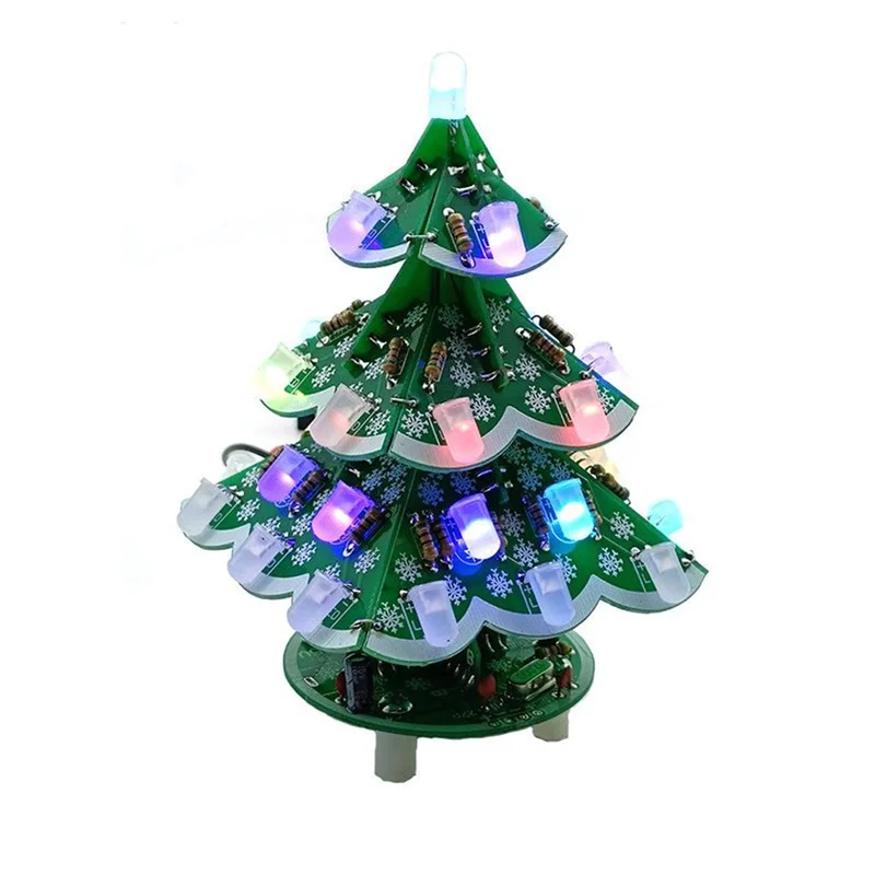 3D DIY Christmas Tree Kit with LED Flashing Lights Electronics Soldering Circuit Training Parts