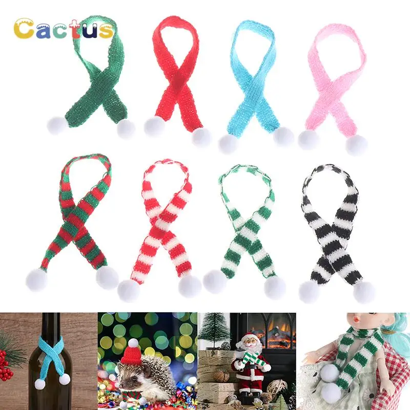 5/4/2Pcs Mini Knitting Scarf Hat Glove Doll Headwear Dollhouse Christmas Home Scene Decor Small Pet Costume Dress Up Accessories