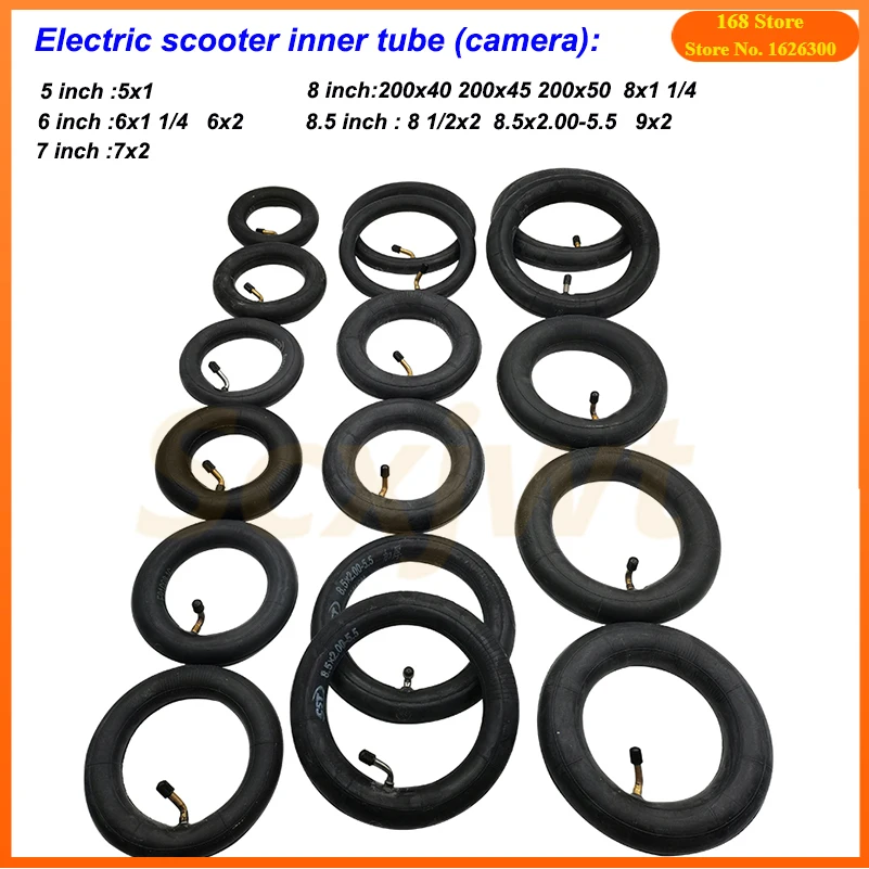 8.5x2 5x1 6x2 7x2 200x50 200x45 Inner Tube with Bent Valve 45/90 Degree  for Baby Stroller Pram Scooter 5/6/7/8 Camera