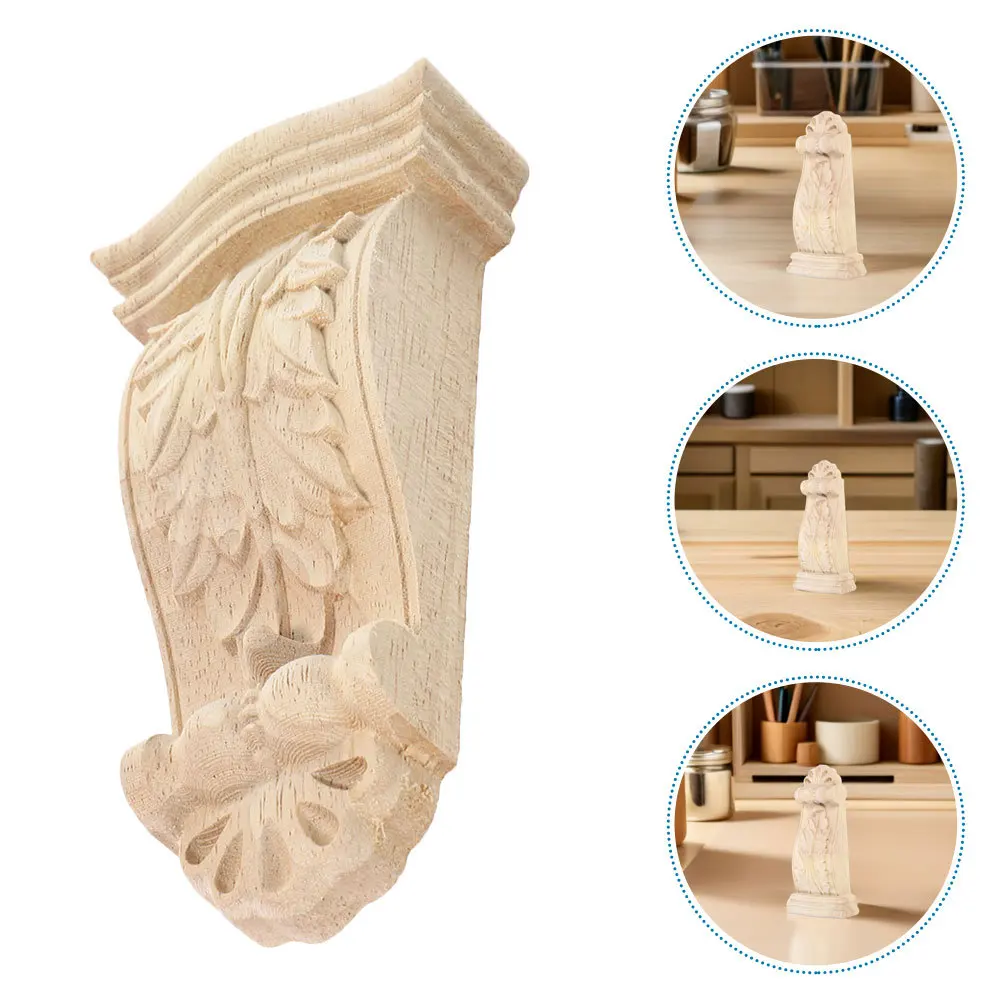 

4Pcs European Solid Wood Corbels Carved Decorative Corner Applique for Doorway Fireplace Cabinet Trim Molding Wood Frame Corner