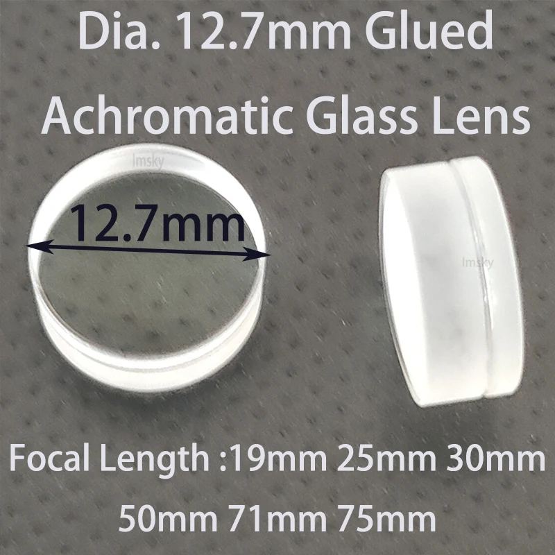 Lentille optique achromatique en verre collé, double convexe, diamètre 12.7mm, longueur focale 19/25/30/50/71/75mm, objectif oculaire DIY