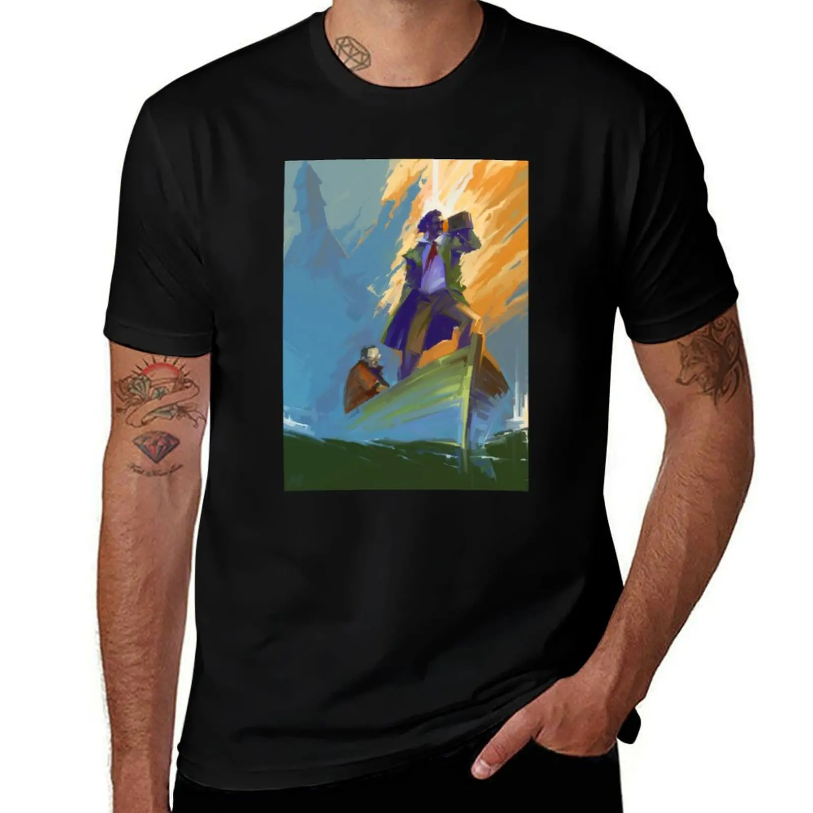 Disco Elysium Fanart T-Shirt Casual Loose Short Sleeve Tee for Men T-Shirt