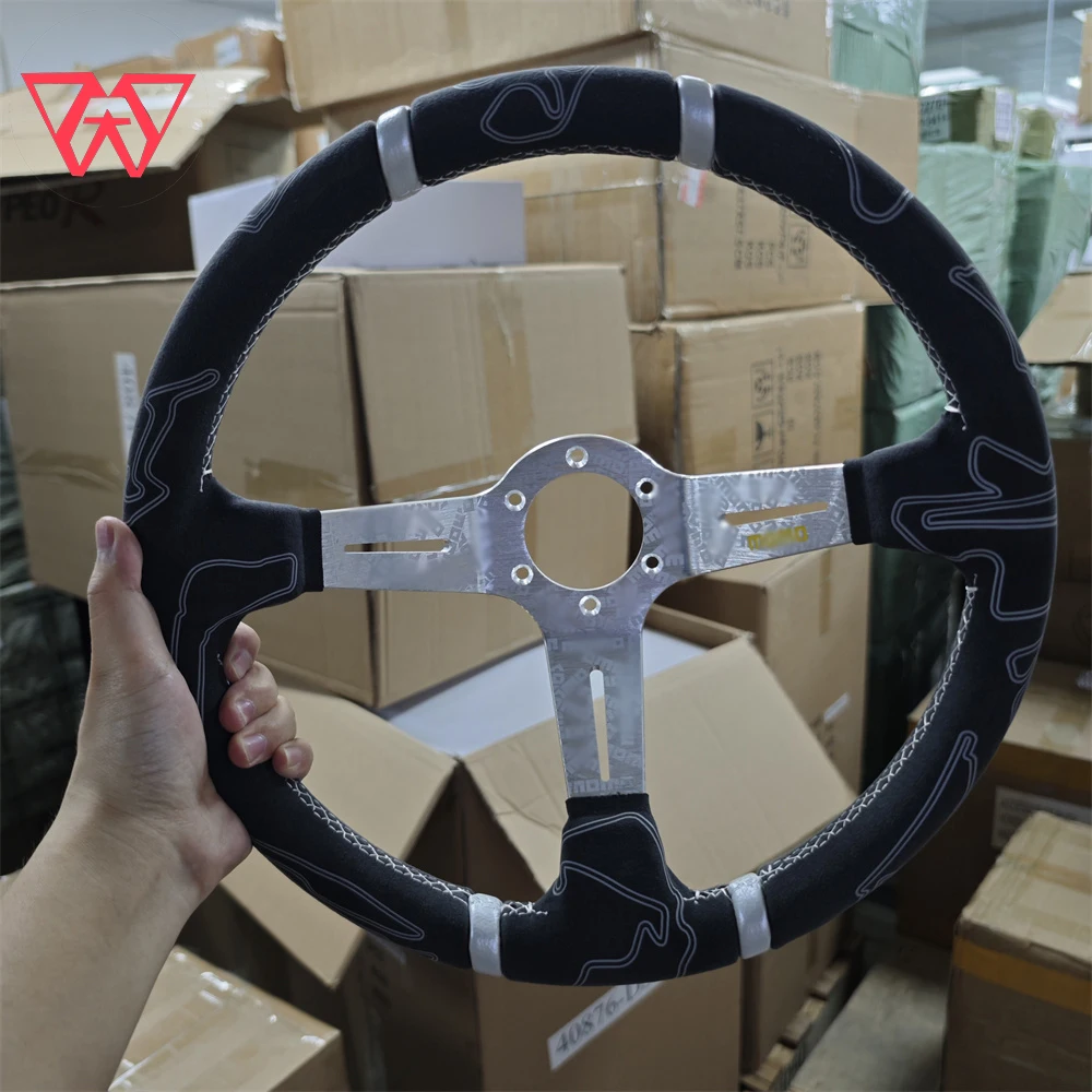 14 Inch 350mm Modification Suede Steering Wheel Frosted Personalized Competitive Racing Steering Wheel Universal