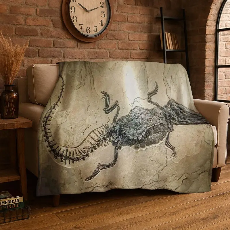 Ancient Dinosaur Fossils Flannel Blanket Soft Throw Blanket for Bedroom Living Room Bed Travel Camping Picnic Nap Cover Gift