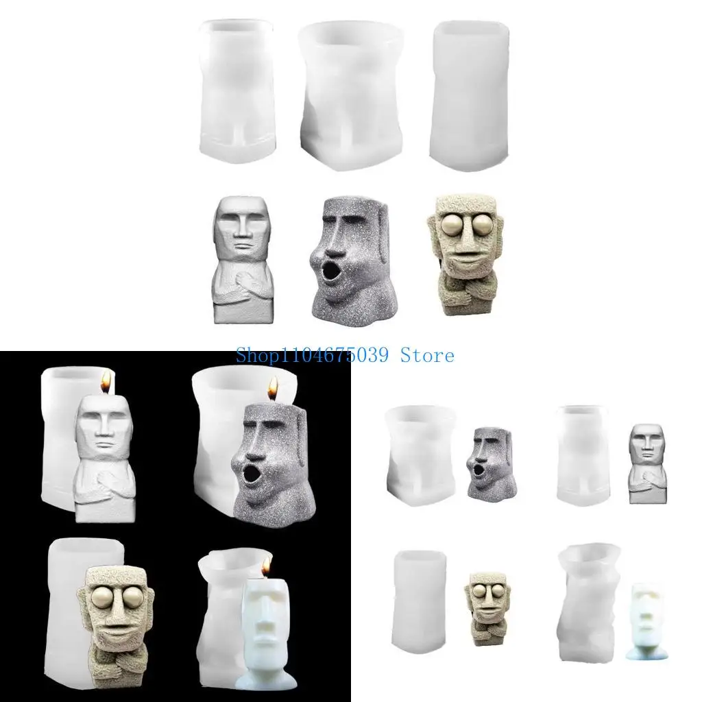 

5ASD SILICONE LOSE LOSS MOAI Статуя свеча силиконовый для ароматического мыла для ароматиза