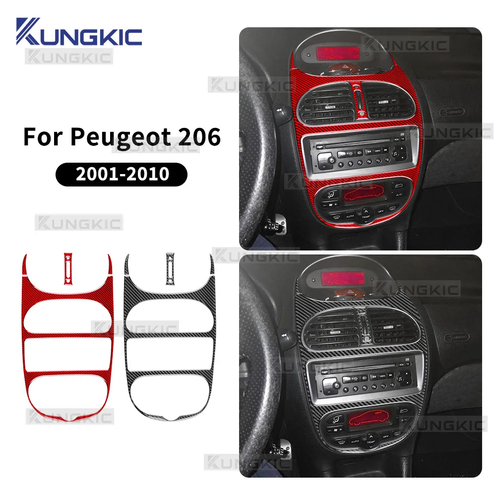 Real Soft Carbon Fiber Trim For Peugeot 206 2001 2002 2003 2004 2005 2006 2007 2008 2009 2010 Car AC Central Control Air Outlet