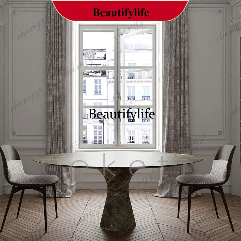 z183 Italian minimalist modern minimalist natural marble dining table round table, high-end home dining table