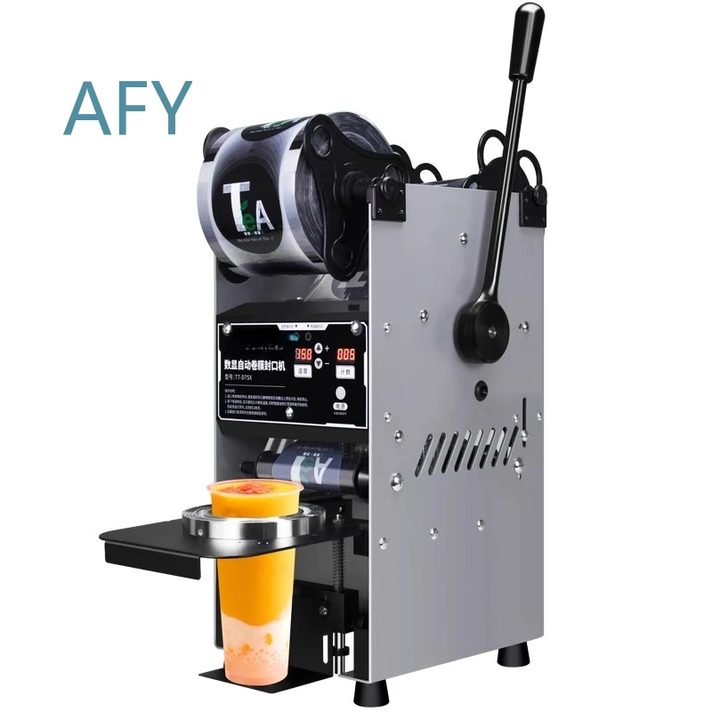 220V Cup Sealing Machine for Milk Tea Shop Beverage Packaging Semi-Automatic Commercial Drink Sealer for Coffee Shop Juice