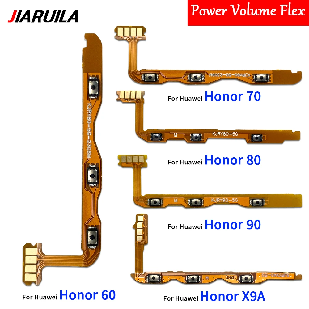 10Pcs，Power on/off Volume Key Button Flex Cable For Huawei Honor X9C Smart X9 X9A X9B X50 70 80 90 Lite 200 Pro 60 se 80se