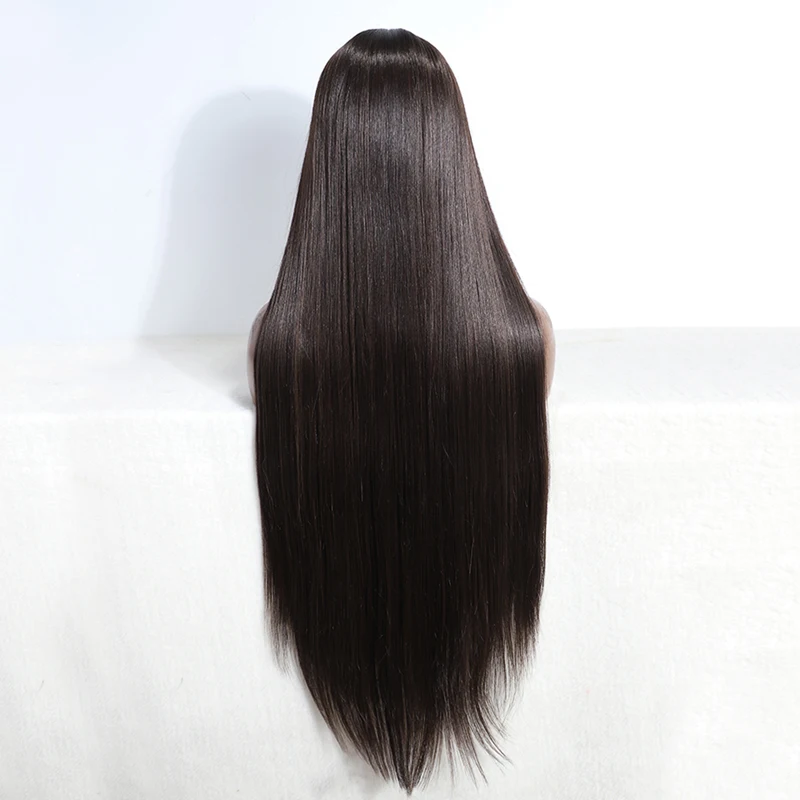 Синтетический парик на сетке спереди длиной 36 дюймов, прямой, часть парика, блонд, коричневый, для женщин, синтетический