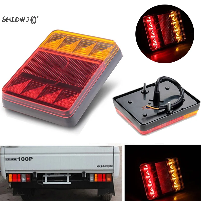 DC 12V Waterproof 8 LED Trailer Light Rear Tail Lamp Car Truck Boat Caravan Waterproof 12 X 9.5 X 2.2 Cm Cars Led Lights