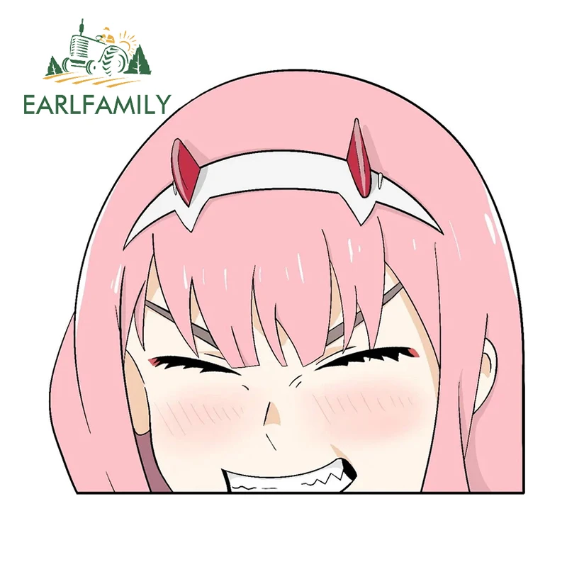 

EARLFAMILY 13 см x 11,6 см для Zero Two Peeker, автомобильные аксессуары, наклейки, караван, автомобиль, холодильники, наклейка, аниме, водостойкий солнцезащитный крем