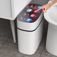 Intelligent Induction Trash Can Automatic Bathroom Toilet Covered Eectric Narrow Paper Basket Sandwich Toilet Paper Bucket