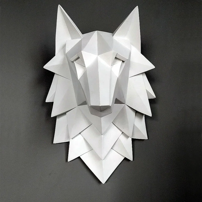 Imagem -04 - Escultura Abstrata Wolf Head Handmade Resina Art Estátua Decoração do Casamento Natal Wall Decor Craft Artware Acesso Mgt3d