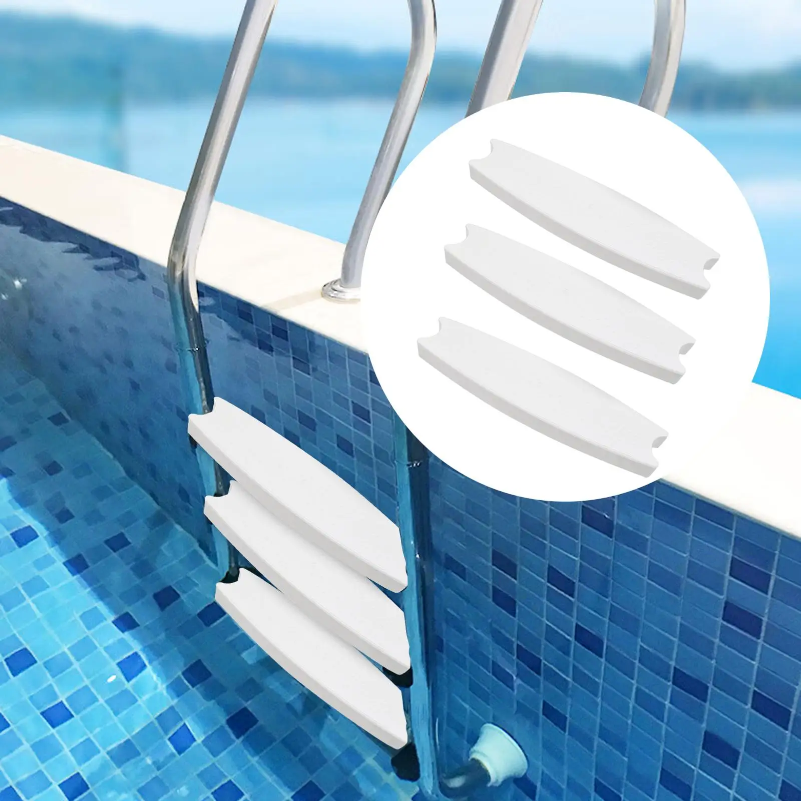 

3x Pool Entry Rung Steps Anti Slip Universal Pedals Stairs Pool Ladder Rung