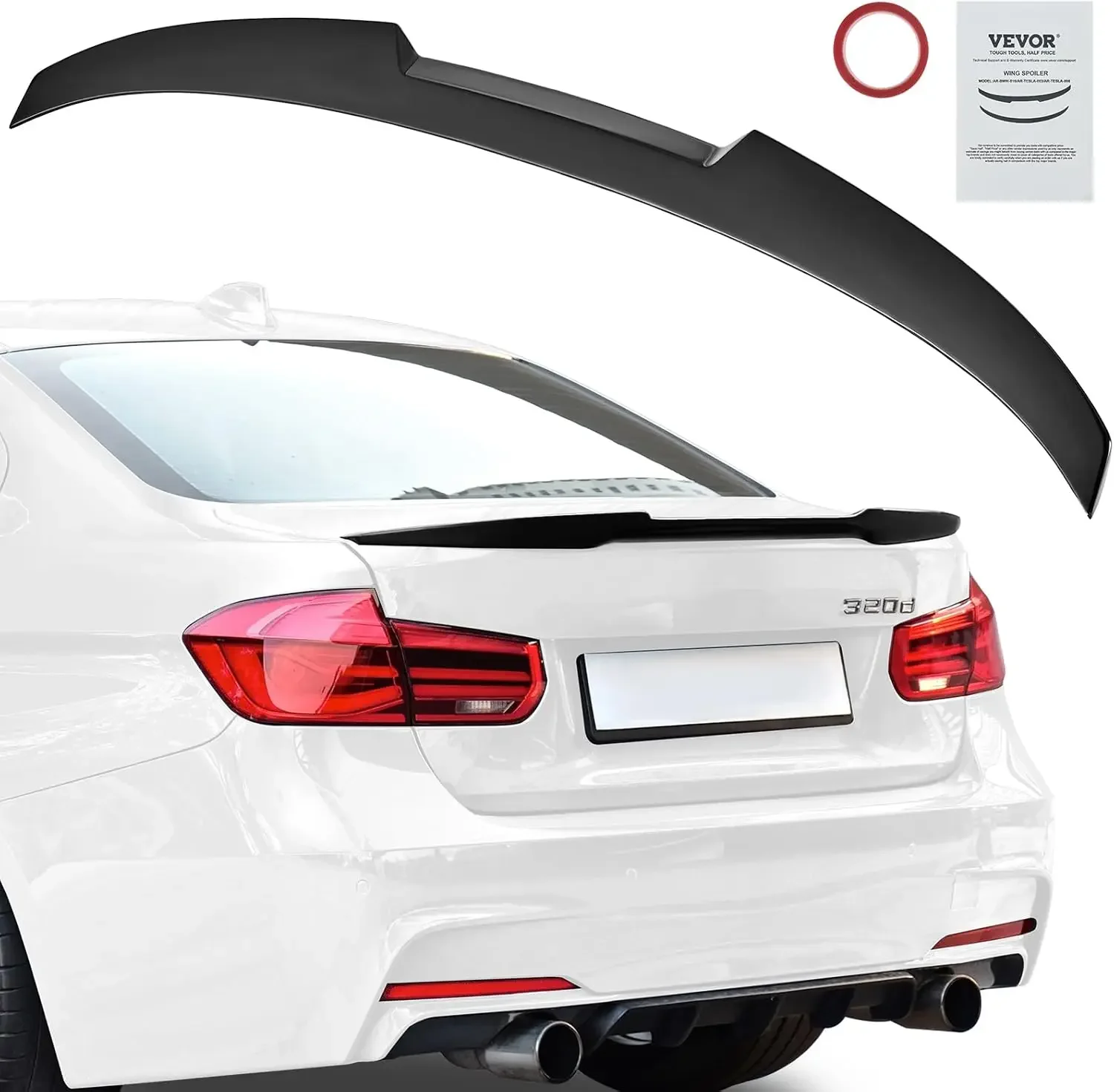 GT Wing สปอยเลอร์รถยนต์,สปอยเลอร์ 48.4 นิ้ว,ใช้งานร่วมกับ 2012-2018 BMW F30,วัสดุ ABS ความแข็งแรงสูง,สีอบ