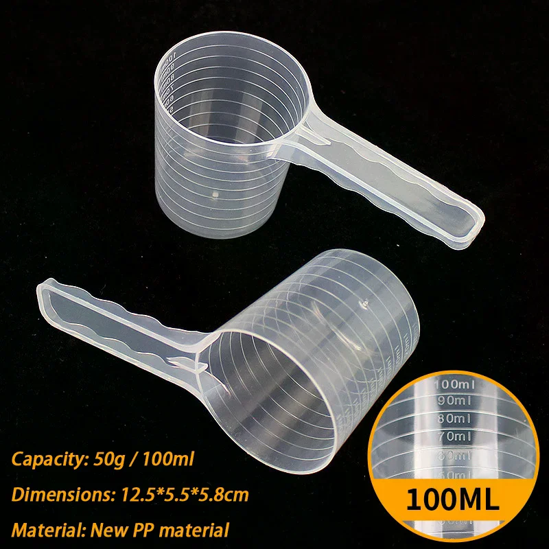 Transparent Dog Cat Food Measuring Spoon with Scale Plastic Scoop for Precise Pet Feeding Portion Control Kitchen Accessory