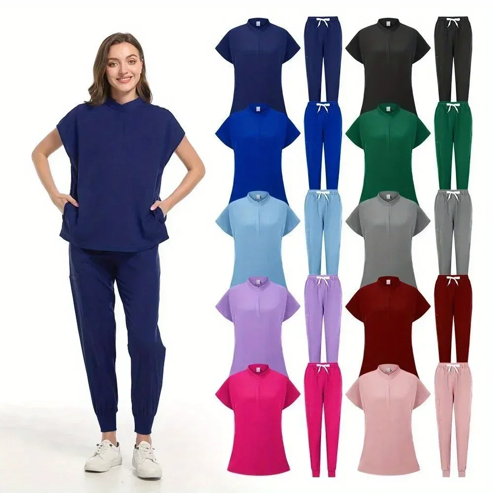 

Women Scrubs Sets Polychrome Uniform Hospital Working Scrub Suits Nurse Suit Lab Workwear