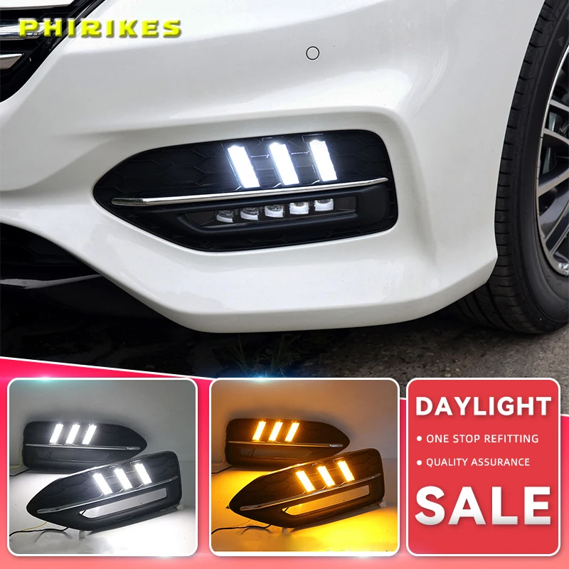 

Car LED DRL Daytime Running Light For Honda Odyssey 2018 White Daytime light Yellow Turn Signal Light Blue Lamp
