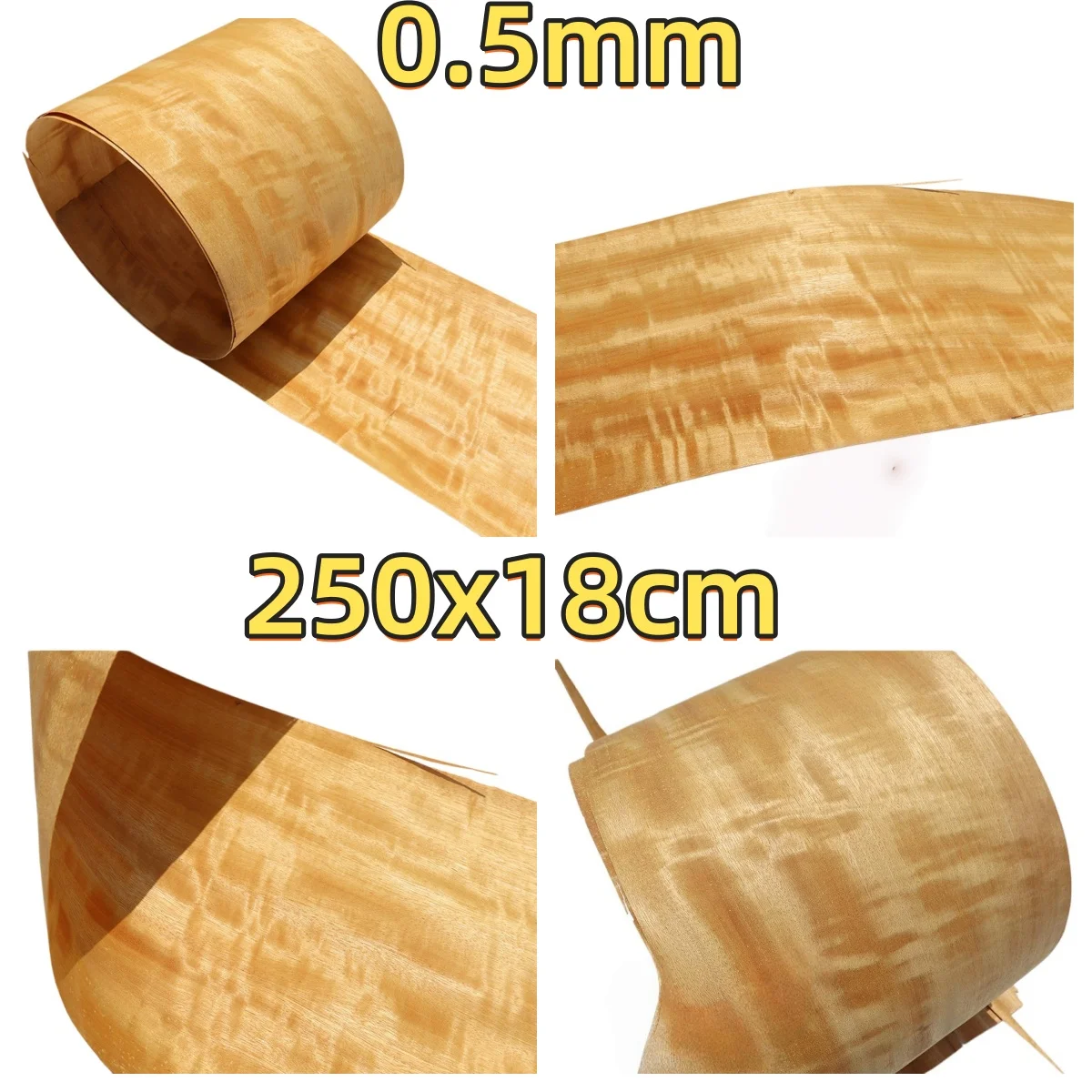 

Natural Gold Figured Veneer, 0.5mm Thick, Size 250x18cm, Suitable For Watch Box Veneering And Gift Box.