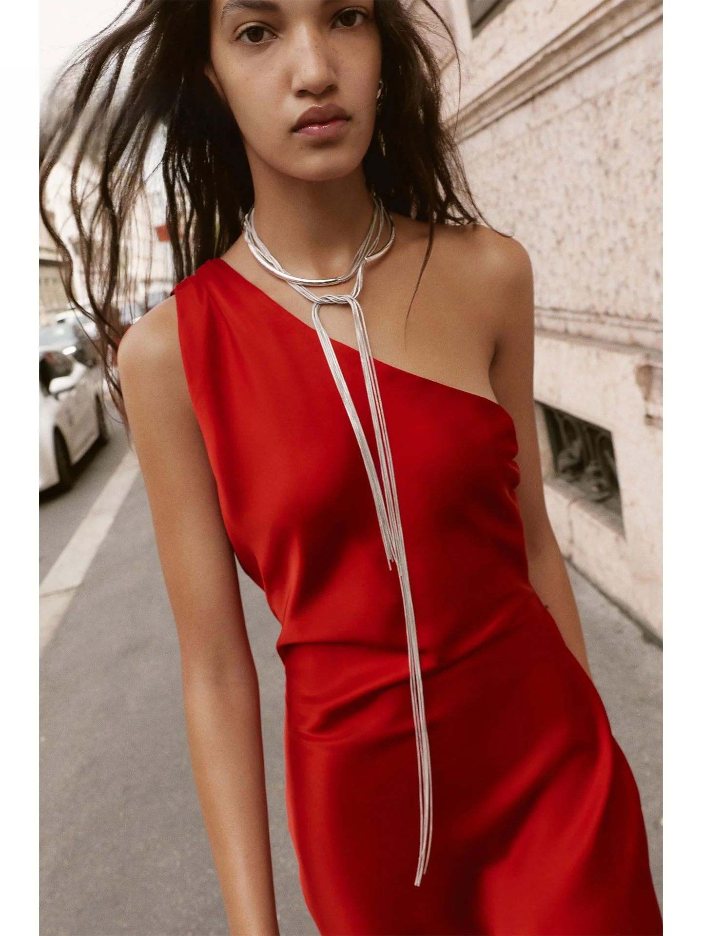 ZAPRHA مثير بال غير متناظرة مادة الحرير الساتان ميدي الدكتور عادية Sle Svel عالية الخصر الخريف وصول جديد