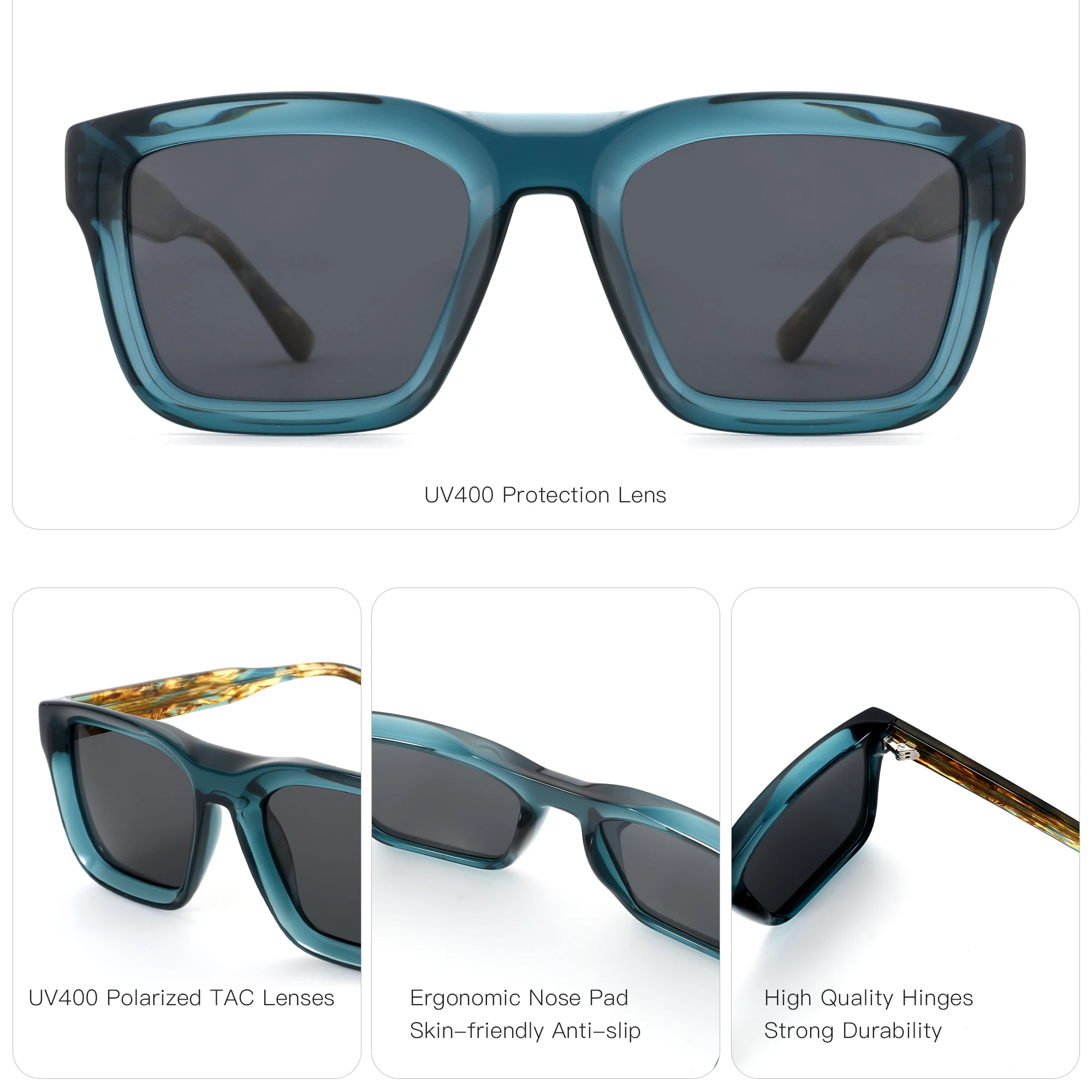 ZENOTTIC 2025 Handmade Acetate Square Prescription Myopia Sunglasses Diopter Polarized Sun Glasses for Women Shades