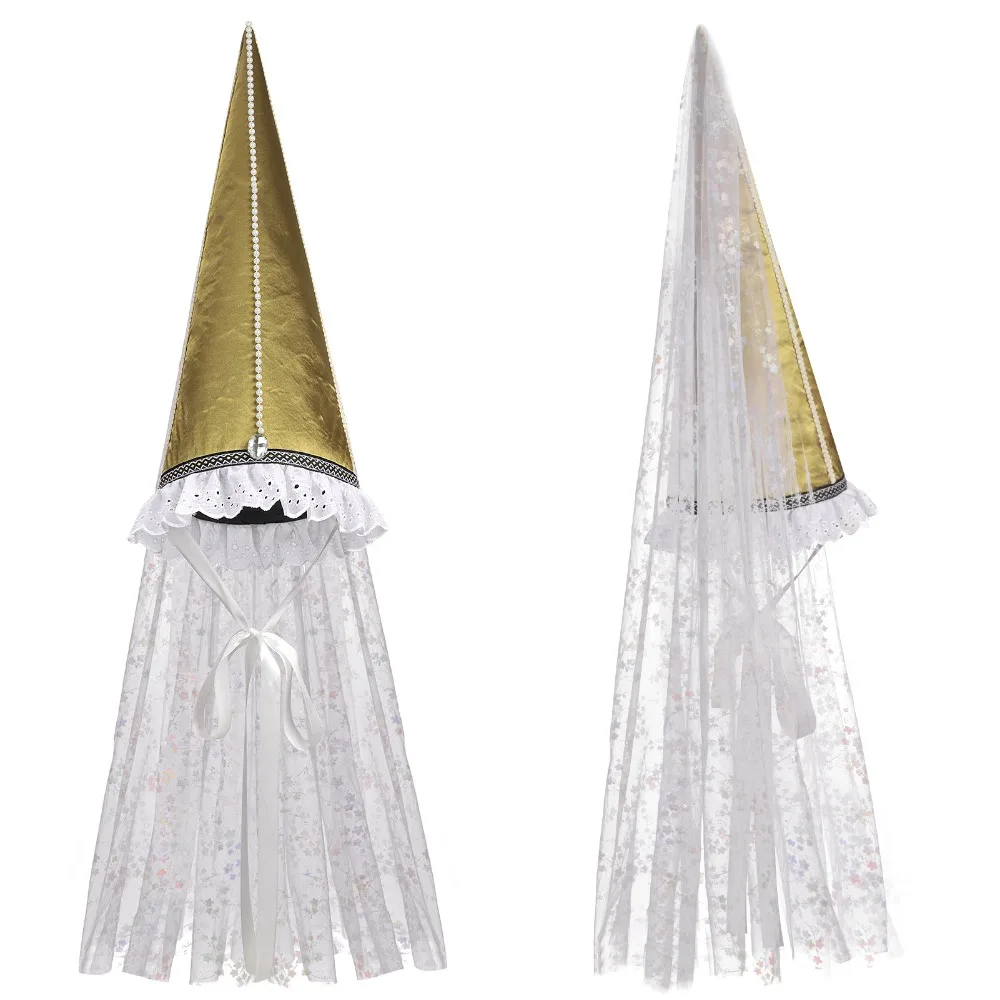 

Medieval Renaissance Hennin Cone Pointed Hat with Face Veil Adult Women Clown Witch Halloween Cosplay Comic Con Role Play Outfit