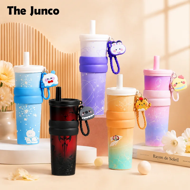 Vaso térmico Junco Xia Yizhou Love And Deepspace de gran capacidad, con pajita, estético, para agua, para el hogar, para exteriores, para mujeres.