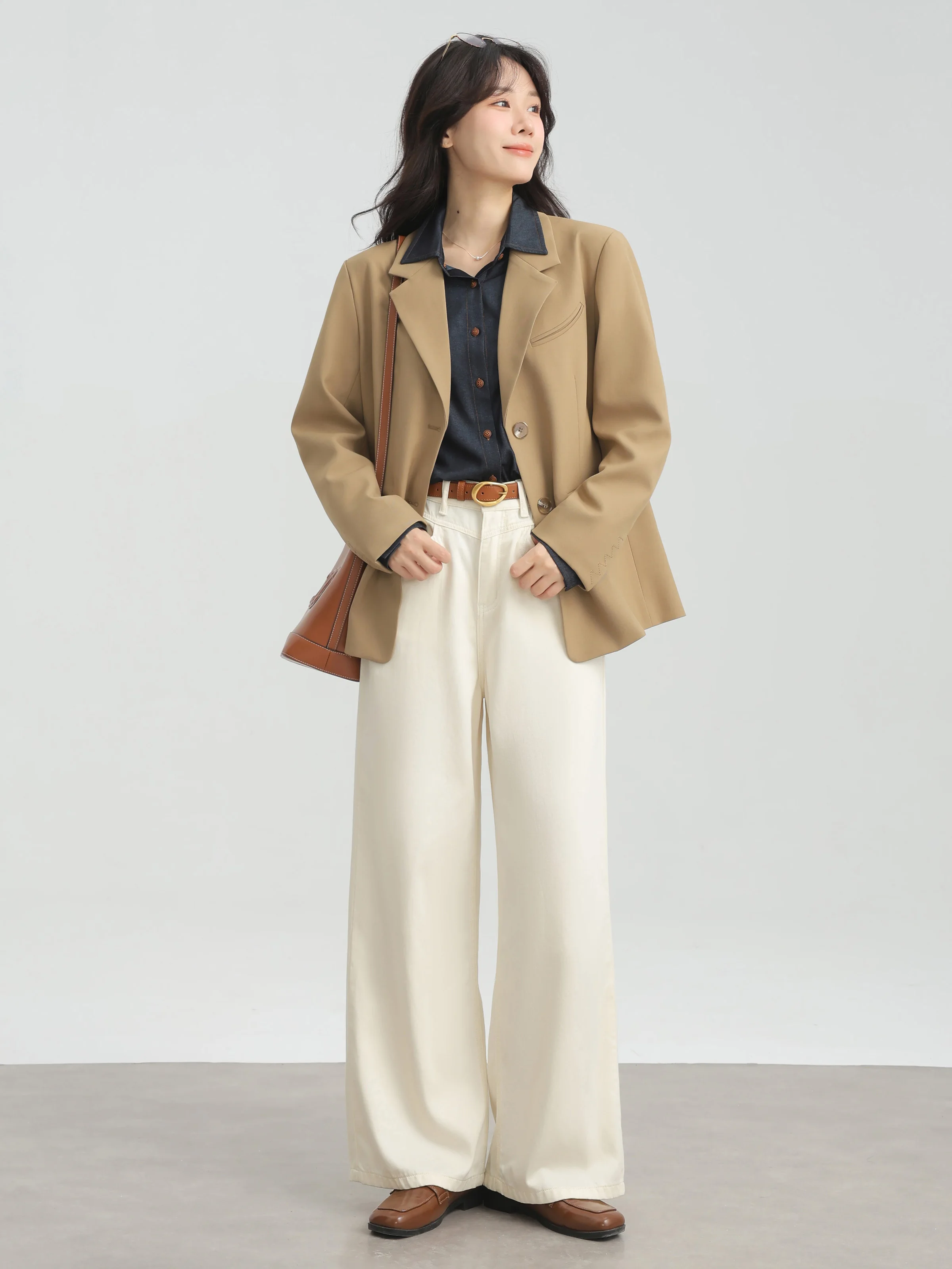 Elegante giacca sportiva retrò allentata per donna Cappotto da abito con risvolto alla moda Capispalla da ufficio casual in stile coreano per lo styling dell'armadio autunnale
