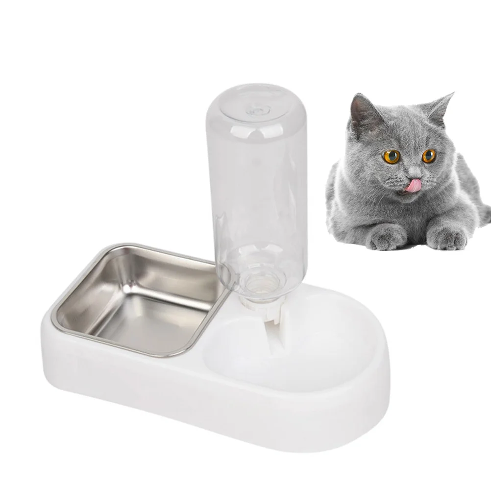 

Creative Pet Water Feeder Durable PP Stainless Steel Anti-Overturn Design Beautiful Room Ornament Easy Clean Dog Cat White